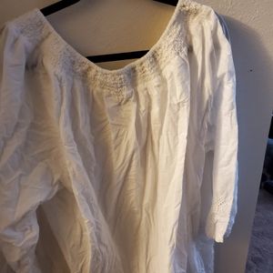 White lace peasant shirt